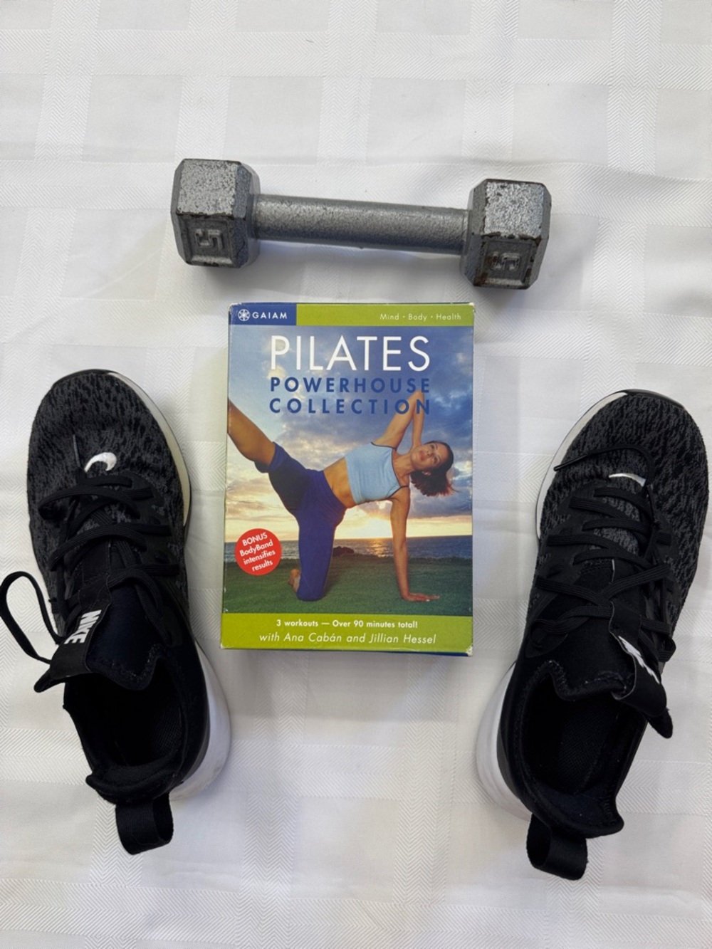 GAIAM Pilates Powerhouse Collection 3 DVDs and Body band.
